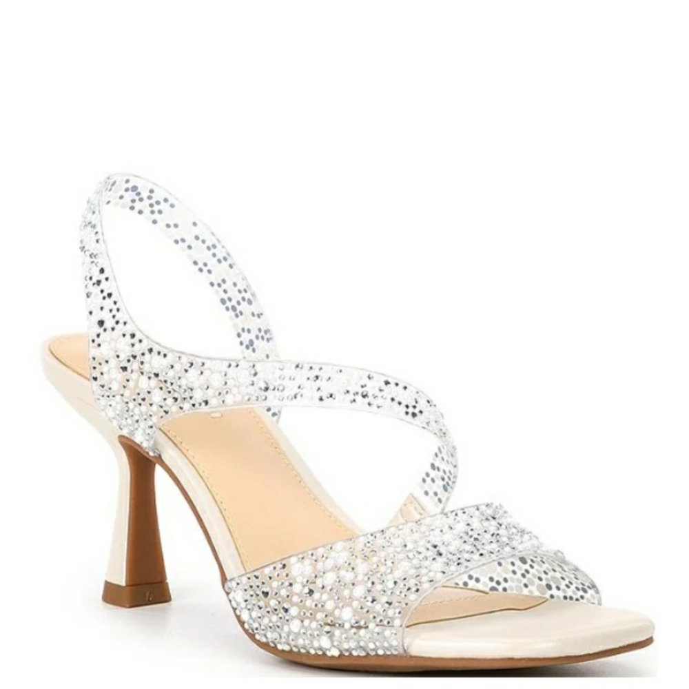 Alex MarieSuttonTwo Clear Rhinestone & Pearl Dress Sandals Brand New In Box.